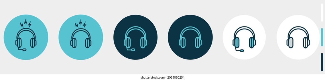 auricular con iconos de micrófono activado - aislado en fondo blanco 