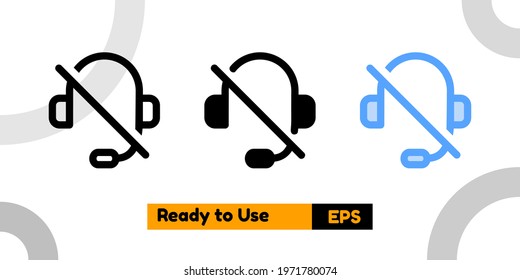 earphone off icon with three style for website, social media, and presentation