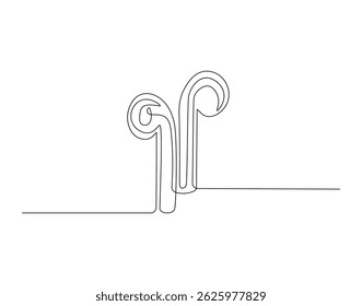 Earphone outline drawing illustration. Continuous line draw of international technology day vector