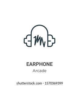 Earphone outline vector icon. Thin line black earphone icon, flat vector simple element illustration from editable entertainment concept isolated on white background