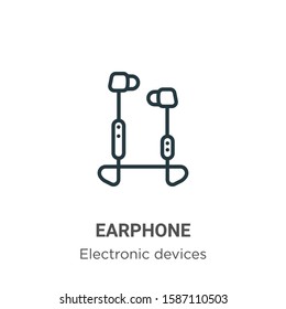Earphone outline vector icon. Thin line black earphone icon, flat vector simple element illustration from editable electronic devices concept isolated on white background