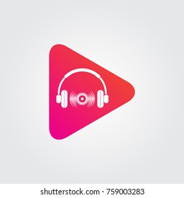 Earphone rounded triangle icon 