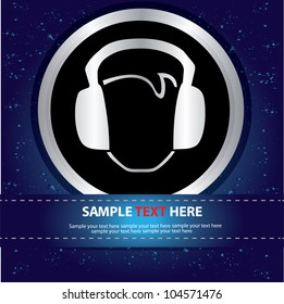 Earphone Sign on abstract background,Vector