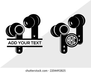 Earphone SVG Monogram Printable Vector Illustration