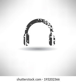 Earphone symbol,grunge vector