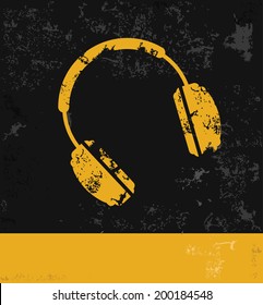Earphone symbol,grunge vector