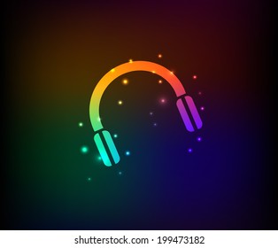 Earphone symbol,Rainbow vector