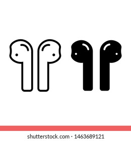 Earphone vector icon, outline and fill headphone symbol. Simple, flat design for web or mobile app