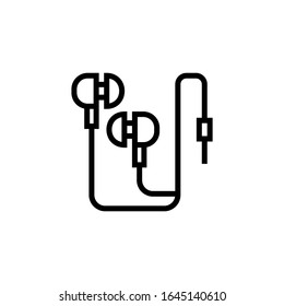 Earphone-Vektorillustration-Symbol in Umriss, linearer Stil einzeln auf weißem Hintergrund