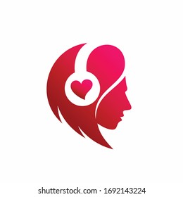 earphone vector logo, person icon logo