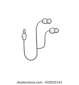 Earphone vector sketch icon isolated on background. Hand drawn Earphone icon. Earphone sketch icon for infographic, website or app.