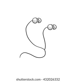 Icono de esbozo del vector Earphone aislado en segundo plano. Icono de auricular dibujado a mano. Icono de esbozo de auricular para infografía, sitio web o aplicación.