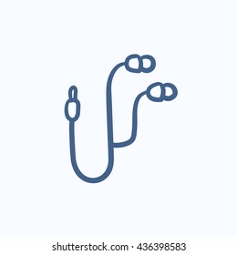 Icono de esbozo del vector Earphone aislado en segundo plano. Icono de auricular dibujado a mano. Icono de esbozo de auricular para infografía, sitio web o aplicación.