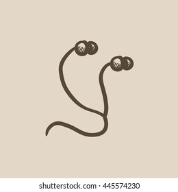 Earphone vector sketch icon isolated on background. Hand drawn Earphone icon. Earphone sketch icon for infographic, website or app.