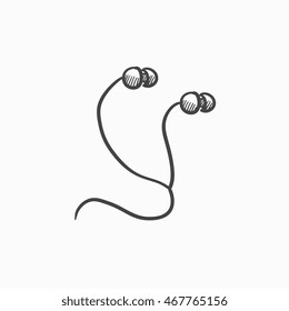 Earphone vector sketch icon isolated on background. Hand drawn Earphone icon. Earphone sketch icon for infographic, website or app.