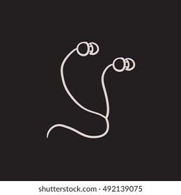 Earphone vector sketch icon isolated on background. Hand drawn Earphone icon. Earphone sketch icon for infographic, website or app.