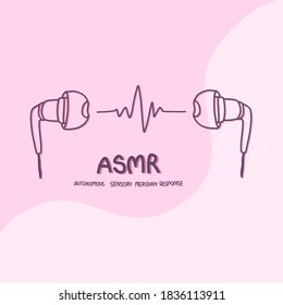 Earphones with ASMR concept design of vector. Cartoon illustration style.