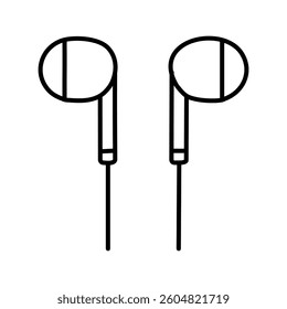 Earphones audio device outline icon vector illustration