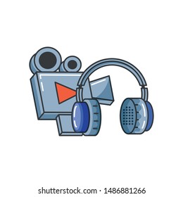 earphones audio device technology vector ilustration