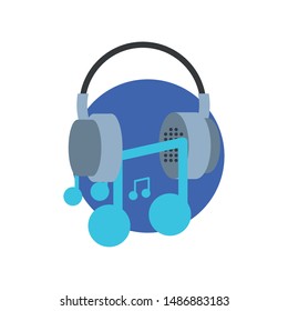 earphones audio device technology vector ilustration