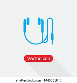 Earphones With Connector Icon Vector Illustration Eps10