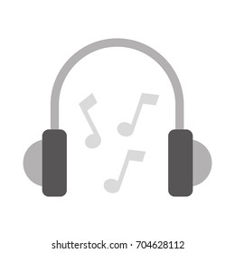 earphones device with music notes