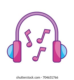 earphones device with music notes