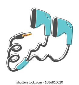 earphones hand drawn design vector illustration