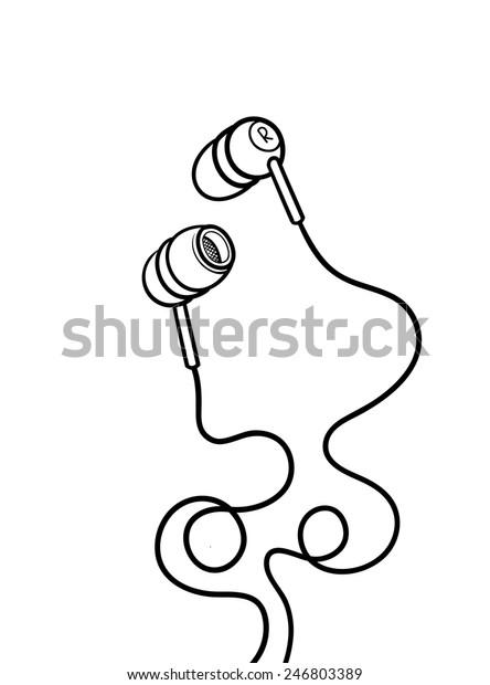 Earphones Hand Drawn Outline Sketch Vector Stock Vector (Royalty Free