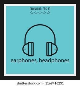 earphones, headphones vector icon