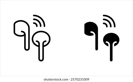 Earphones icon collection. Earbuds icons set. AirPods vector illustration on white background