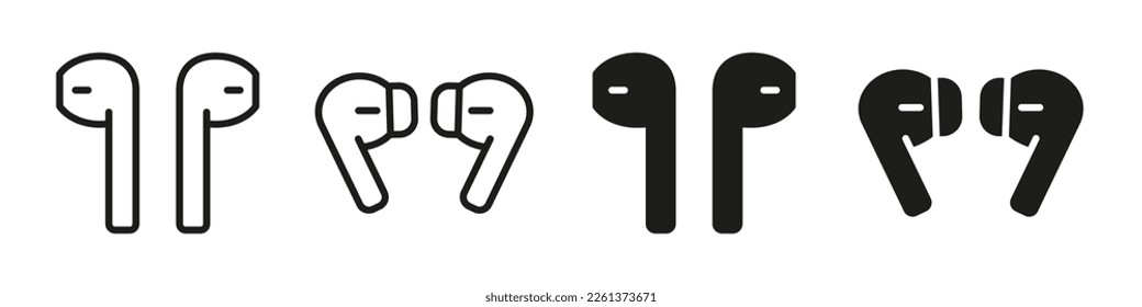 Earphones icon collection. Flat vector earphones. Earbuds icons. Headphones icon set. EPS 10