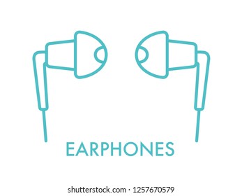 Earphones icon, flat line style vector illustration. Headphones isolated logo on white background.