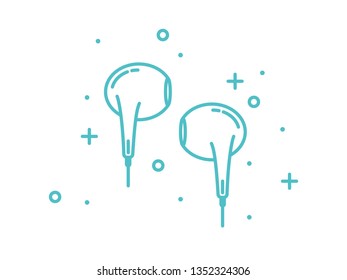 Earphones icon, flat line style vector illustration. Headphones isolated logo on white background.