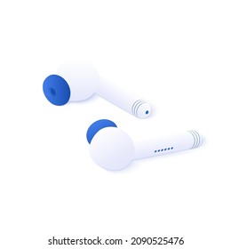 Earphones icon illustration in isometric vector design. Headset accessory isolated on white background. 