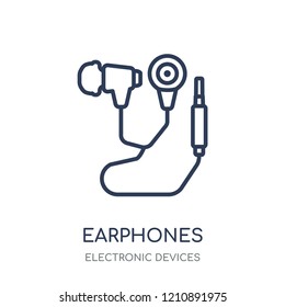 Earphones icon. Earphones linear symbol design from Electronic devices collection.