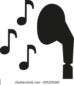 Earphones icon with notes
