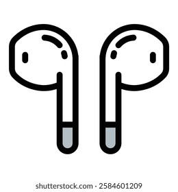 Earphones Icon Personal Audio Experience in Flat Line Color Style.