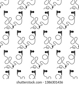 Earphones Icon Seamless Pattern, Ear Phones Icon Vector Art Illustration