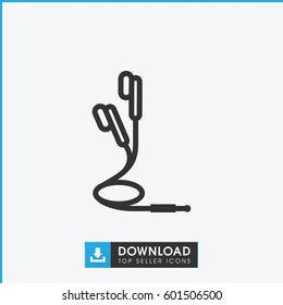 earphones icon. simple outline earphones vector icon. on white background.