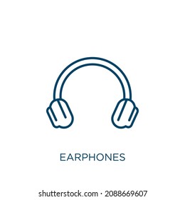earphones icon. Thin linear earphones outline icon isolated on white background. Line vector earphones sign, symbol for web and mobile
