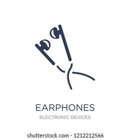Earphones icon. Trendy flat vector Earphones icon on white background from Electronic devices collection, vector illustration can be use for web and mobile, eps10