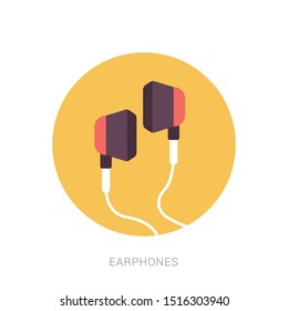 Earphones icon vector. earphones vector graphic illustration. Yellow theme concept