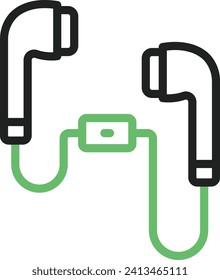 Imagen vectorial de icono de Earphones. Adecuado para aplicaciones web móviles y medios de impresión.