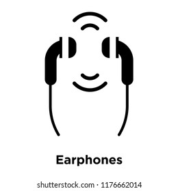 Earphones icon vector isolated on white background, logo concept of Earphones sign on transparent background, filled black symbol