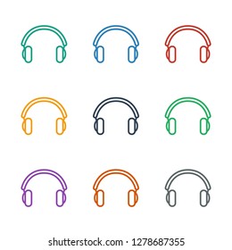 earphones icon white background. Editable outline earphones icon from music. Trendy earphones icon for web and mobile.