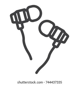 Earphones line icon, music and instrument, audio device sign vector graphics, a linear pattern on a white background, eps 10.