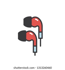 earphones, line sign, icon vector