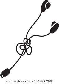Earphones Lined Icon Vector Illustration