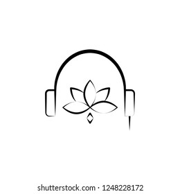 Earphones Lotus icon. Element of alternative medicine icon for mobile concept and web apps. Thin line Earphones Lotus icon can be used for web and mobile